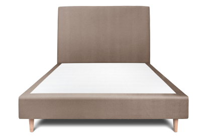 Lit 160x200 cm - Sommier tapissier H35 cm + tête de lit tapissée - Tissu Velours Taupe