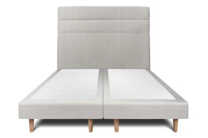Lit 2x 100x200 cm - Sommier tapissier H29 cm + tête de lit à lignes - Tissu Velours Gris Clair