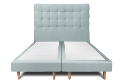 Lit 2x 80x200 cm - Sommier tapissier H29 cm + tête de lit capitonnée - Tissu Velours Gris Bleuté