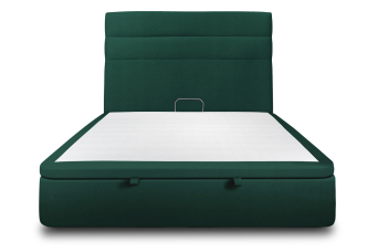 Lit coffre 160x200 cm avec Tête de lit à lignes - Tissu Velours Vert