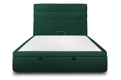 Lit coffre 160x200 cm avec Tête de lit à lignes - Tissu Velours Vert