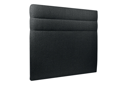 Lit 140x200 cm - Sommier tapissier H29 cm + tête de lit à lignes - Tissu Bouclette Noir