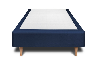 Sommier Tapissier 90x200 cm - H35 cm - Velours - Bleu océan