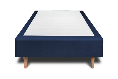 Sommier Tapissier 90x200 cm - H35 cm - Velours - Bleu océan