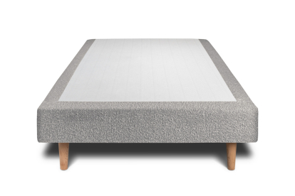 Lit 90x200 cm - Sommier tapissier H29 cm + tête de lit capitonnée - Tissu Bouclette Gris