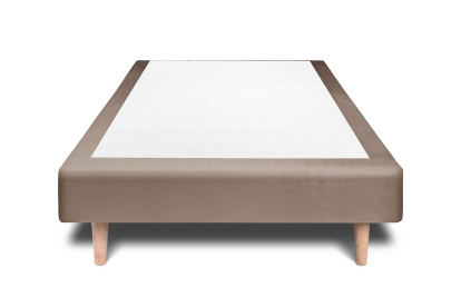 Lit 90x190 cm - Sommier tapissier H29 cm + tête de lit capitonnée - Tissu Velours Taupe