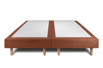 Lit 2x 80x200 cm - Sommier tapissier H29 cm + tête de lit tapissée - Tissu Bouclette Terracotta