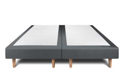 Lit 2x 90x200 cm - Sommier tapissier H29 cm + tête de lit capitonnée - Tissu Velours Gris Anthracite