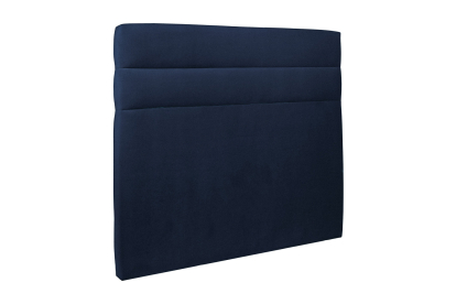 Lit 200x200 cm - Sommier à lattes H29 cm + tête de lit à lignes - Tissu Velours Bleu Océan