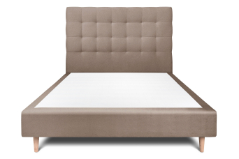 Lit 140x200 cm - Sommier tapissier H35 cm + tête de lit capitonnée - Tissu Velours Taupe