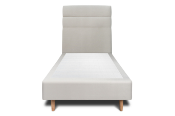 Lit 90x200 cm - Sommier tapissier H35 cm + tête de lit à lignes - Tissu Velours Gris Clair