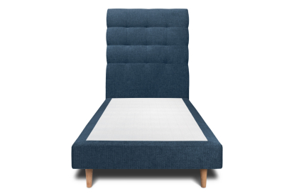 Lit 90x190 cm - Sommier tapissier H29 cm + tête de lit capitonnée - Tissu Toile natté Bleu Océan