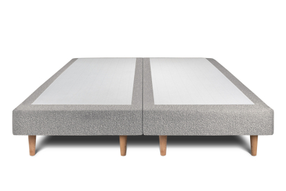 Lit 2x 100x200 cm - Sommier tapissier H29 cm + tête de lit capitonnée - Tissu Bouclette Gris