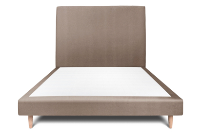 Lit 140x200 cm - Sommier tapissier H29 cm + tête de lit tapissée - Tissu Velours Taupe