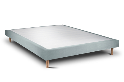 Lit 140x190 cm - Sommier tapissier H29 cm + tête de lit tapissée - Tissu Velours Gris Bleuté