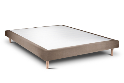 Lit 140x200 cm - Sommier tapissier H29 cm + tête de lit tapissée - Tissu Velours Taupe