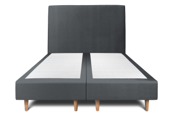 Lit 2x 100x200 cm - Sommier tapissier H35 cm + tête de lit tapissée - Tissu Velours Gris Anthracite