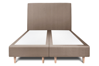 Lit 2x 90x200 cm - Sommier tapissier H35 cm + tête de lit tapissée - Tissu Velours Taupe