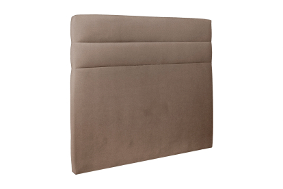 Lit 2x 80x200 cm - Sommier tapissier H35 cm + tête de lit à lignes - Tissu Velours Taupe