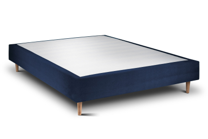 Sommier Tapissier 160x200 cm - H35 cm - Velours - Bleu océan