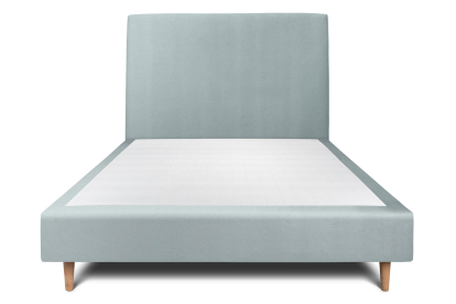 Lit 140x190 cm - Sommier tapissier H35 cm + tête de lit tapissée - Tissu Velours Gris Bleuté