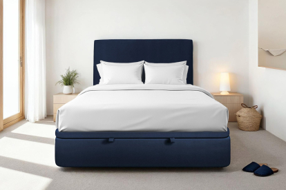 Sommier Coffre 160x200 cm - Velours - Bleu océan