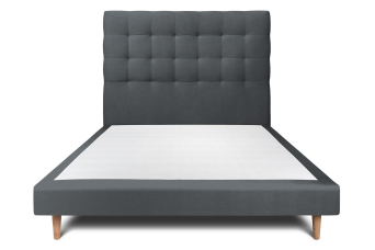 Lit 140x200 cm - Sommier tapissier H29 cm + tête de lit capitonnée - Tissu Velours Gris Anthracite