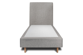 Lit 90x190 cm - Sommier tapissier H35 cm + tête de lit tapissée - Tissu Bouclette Gris