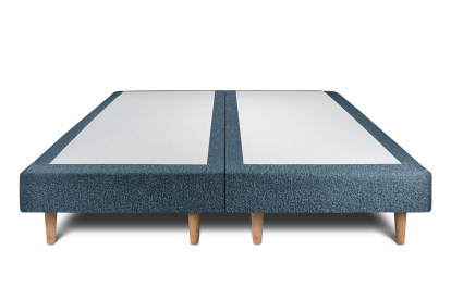 Lit 2x 100x200 cm - Sommier tapissier H29 cm + tête de lit capitonnée - Tissu Bouclette Bleu
