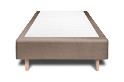 Lit 90x200 cm - Sommier tapissier H35 cm + tête de lit à lignes - Tissu Velours Taupe