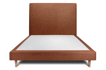 Lit 140x200 cm - Sommier tapissier H29 cm + tête de lit tapissée - Tissu Bouclette Terracotta