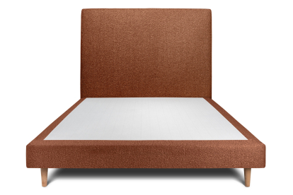 Lit 140x200 cm - Sommier tapissier H29 cm + tête de lit tapissée - Tissu Bouclette Terracotta