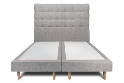 Lit 2x 80x200 cm - Sommier tapissier H29 cm + tête de lit capitonnée - Tissu Bouclette Gris