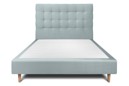 Lit 160x200 cm - Sommier tapissier H35 cm + tête de lit capitonnée - Tissu Velours Gris Bleuté