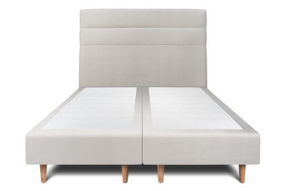 Lit 2x 100x200 cm - Sommier tapissier H35 cm + tête de lit à lignes - Tissu Velours Gris Clair