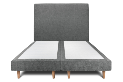 Lit 2x 90x200 cm - Sommier tapissier H29 cm + tête de lit tapissée - Tissu Toile natté Gris Anthracite