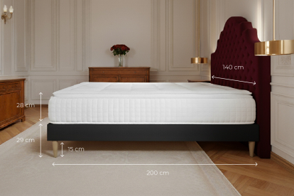 Ensemble Matelas Sommier 140x200 cm - Sommier Noir (déjà monté) - George V