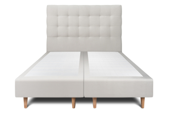 Lit 2x 100x200 cm - Sommier tapissier H35 cm + tête de lit capitonnée - Tissu Velours Gris Clair