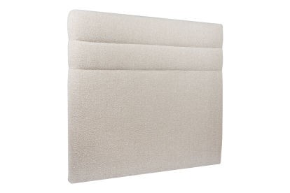 Lit coffre 200x200 cm avec Tête de lit à lignes - Tissu Bouclette Beige Clair