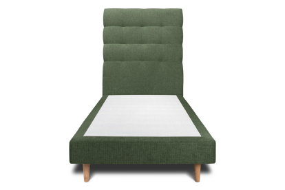 Lit 90x190 cm - Sommier tapissier H29 cm + tête de lit capitonnée - Tissu Toile natté Vert Kaki