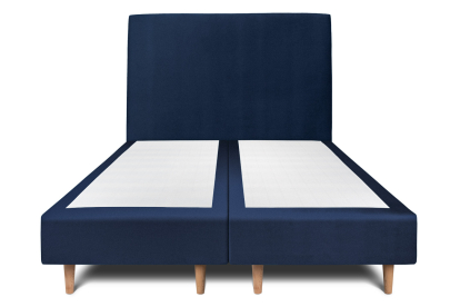 Lit 2x 90x200 cm - Sommier tapissier H35 cm + tête de lit tapissée - Tissu Velours Bleu Océan