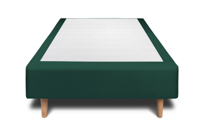 Lit 90x190 cm - Sommier tapissier H35 cm + tête de lit capitonnée - Tissu Velours Vert