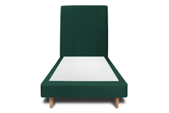 Lit 90x190 cm - Sommier tapissier H29 cm + tête de lit tapissée - Tissu Velours Vert