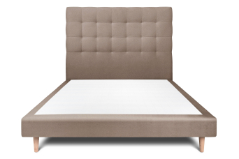 Lit 140x190 cm - Sommier tapissier H29 cm + tête de lit capitonnée - Tissu Velours Taupe