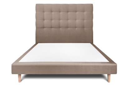 Lit 140x190 cm - Sommier tapissier H29 cm + tête de lit capitonnée - Tissu Velours Taupe