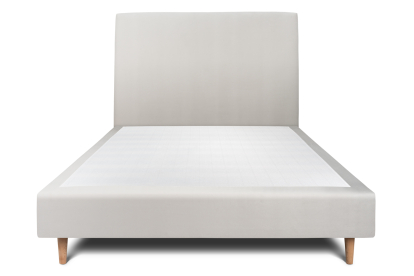 Lit 160x200 cm - Sommier tapissier H35 cm + tête de lit tapissée - Tissu Velours Gris Clair