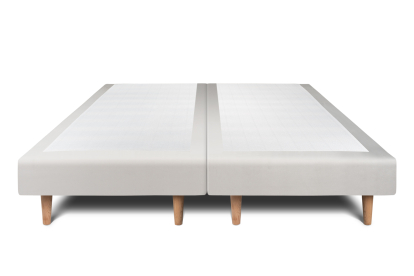 Lit 2x 80x200 cm - Sommier tapissier H29 cm + tête de lit capitonnée - Tissu Velours Gris Clair