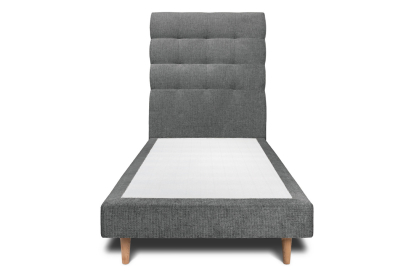 Lit 90x190 cm - Sommier tapissier H29 cm + tête de lit capitonnée - Tissu Toile natté Gris Anthracite