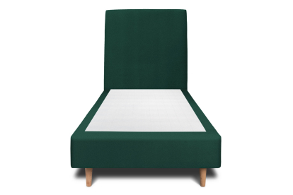 Lit 90x200 cm - Sommier tapissier H35 cm + tête de lit tapissée - Tissu Velours Vert