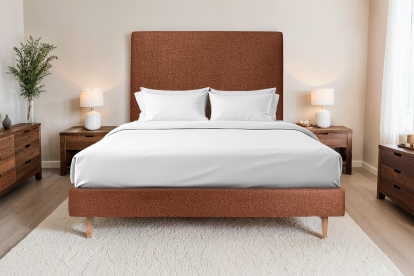 Sommier Tapissier 140x200 cm - H29 cm - Bouclette - Terracotta